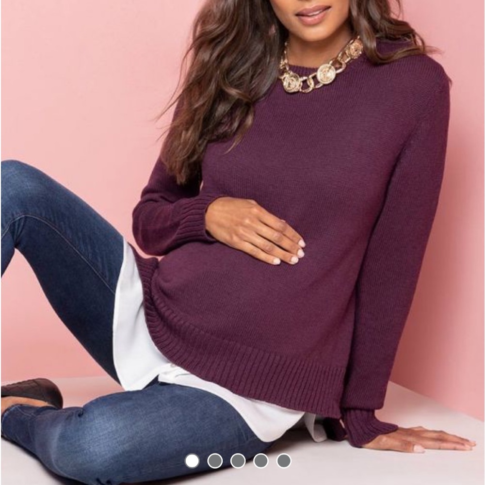 Seraphine Burgundy Mock Shirt Maternity & Nursing Top
